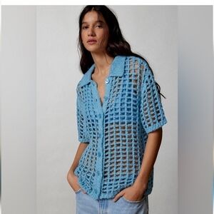 Urban Outfitters UO BDG Osaka Open Knit Polo Sweater size medium‎ brand new